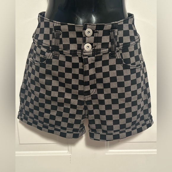 No Boundaries Checkerboard Denim Shorts Juniors Size 5 with Halter Crop‎ Top - Picture 5 of 9